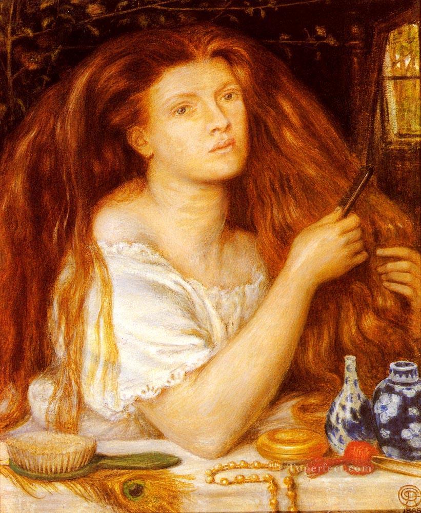 Woman Combing Her Hair Pre Raphaelite Brotherhood Dante Gabriel Rossetti Oil Paintings